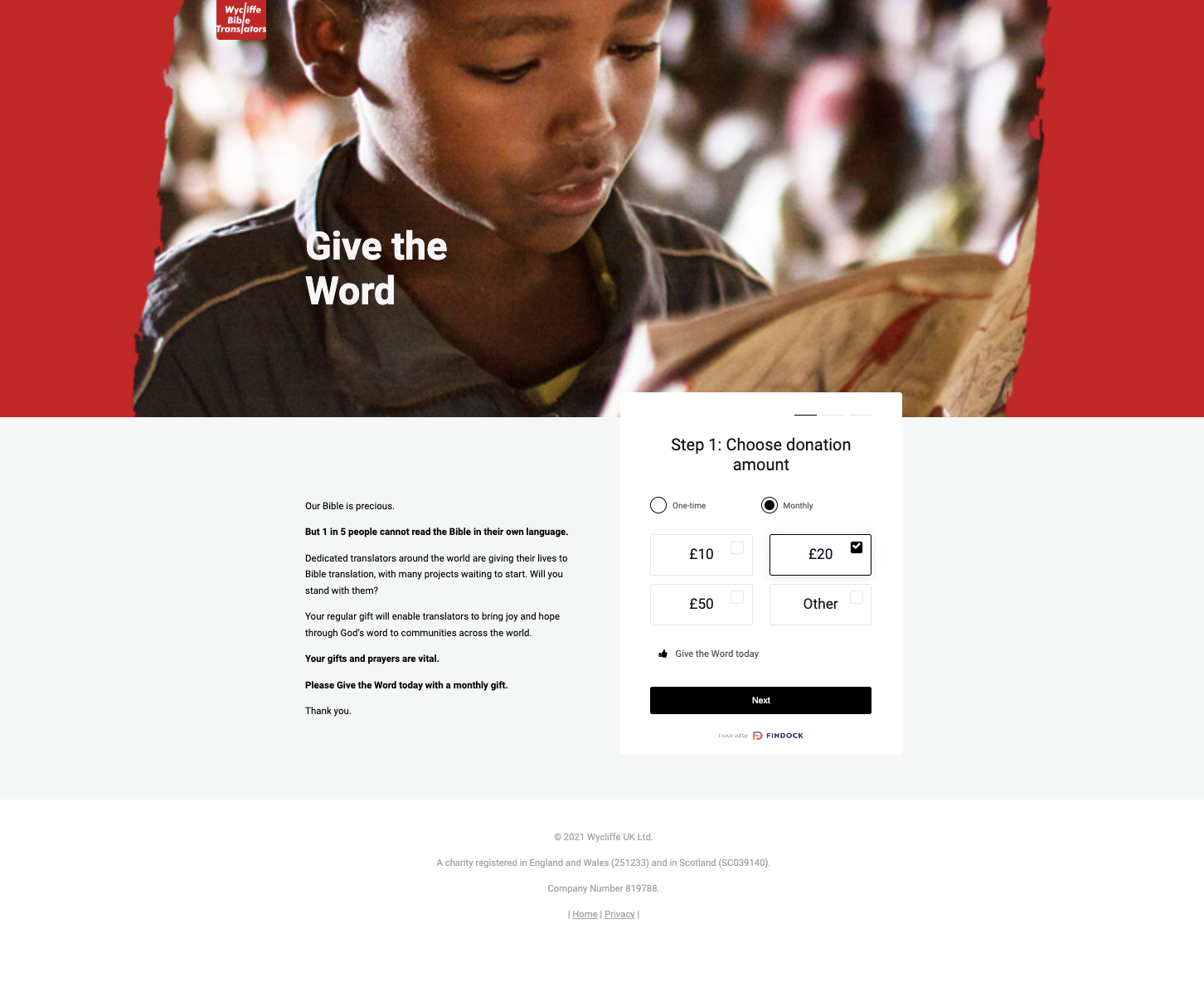 Wycliffe Bible Translators Giving Page