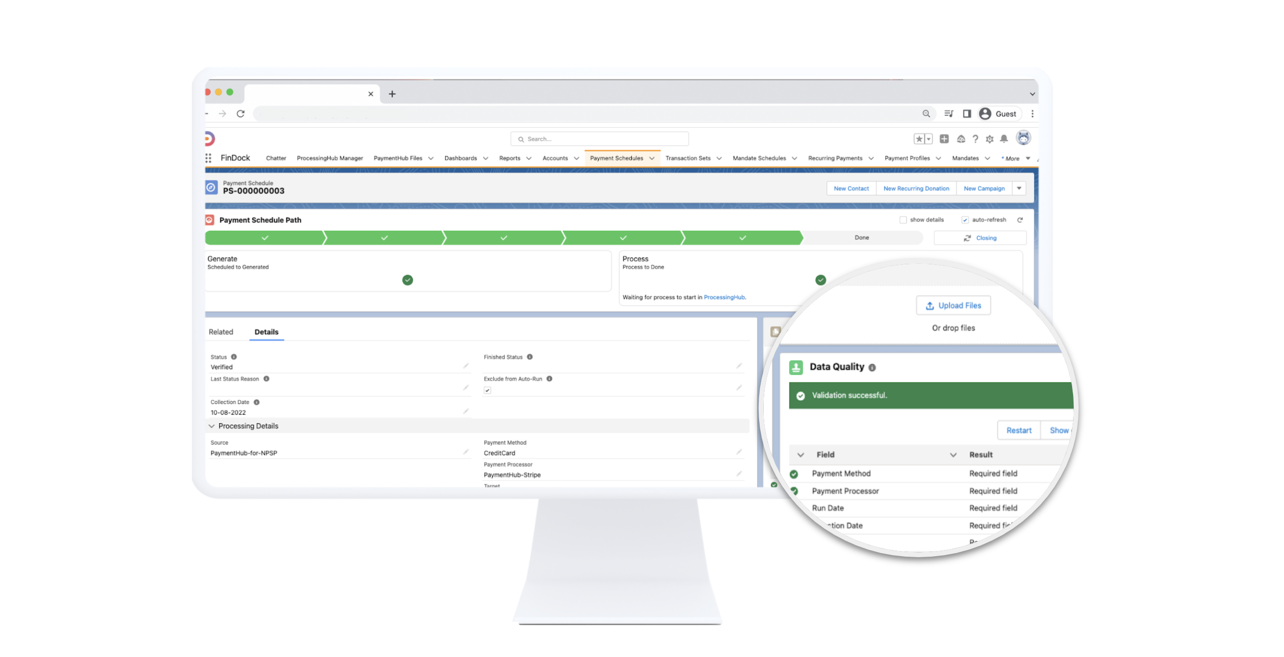 screenshot of FinDock's data quality tool